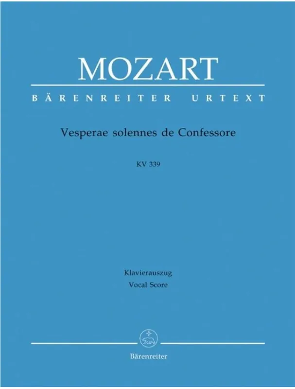 Oblíbený W.A. Mozart Vesperae Solennes De Confessore K.339 (noty na klavír, zpěv)