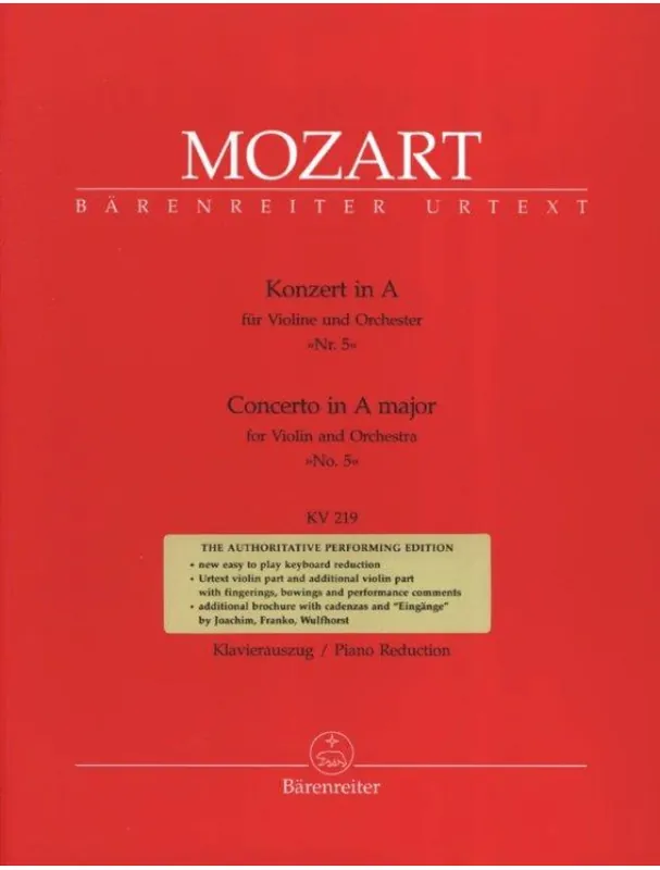 Ihned K Objednání W.A. Mozart Violin Concerto No. 5 In A (noty na housle, klavír)