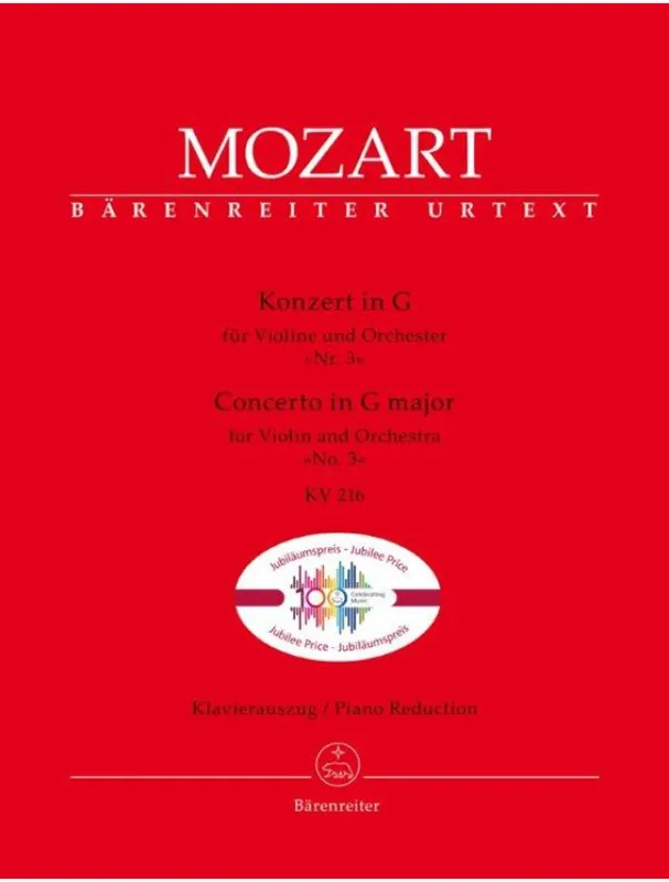 W.A. Mozart Violin Concerto No.3 In G K.216 (noty pro housle, klavír) Dokud Zásoby Vydrží