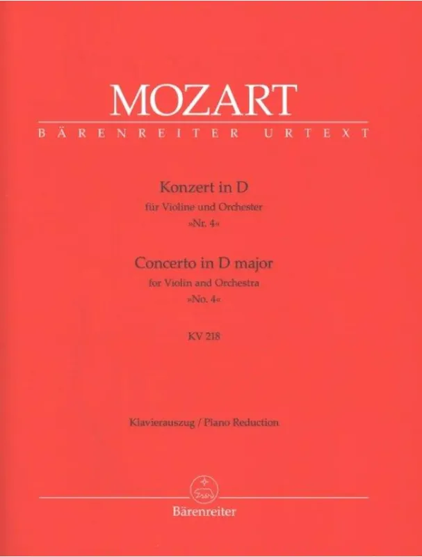W.A. Mozart Violin Concerto No.4 in D major K.218 (noty na housle, klavír) Odeslání Ihned