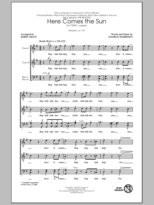 Here Comes The Sun (arr. Kirby Shaw) Značkový