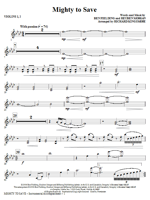 Výhodná Nabídka Mighty To Save - Violin I & II