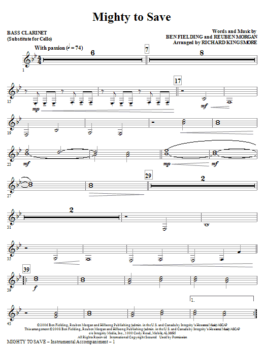 Poslední Šance Mighty To Save - Bass Clarinet (Sub. Cello)