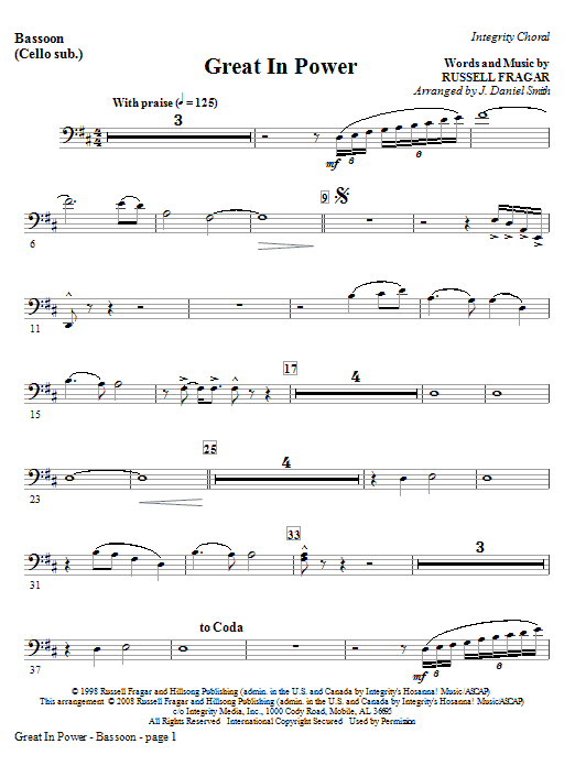 Sezónní Sleva Great In Power - Bassoon (Cello Sub)