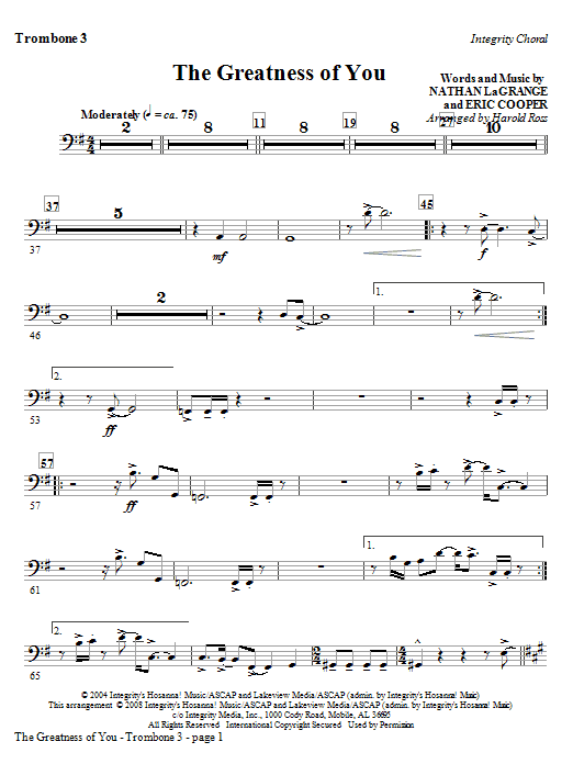 The Greatness Of You - Trombone 3 Originální
