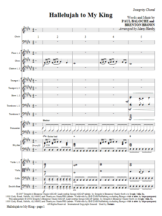 Hallelujah To My King - Full Score Novinka
