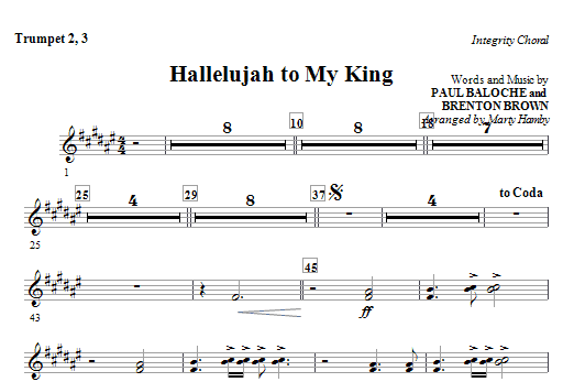 Finální Výprodej Hallelujah To My King - Bb Trumpet 2,3