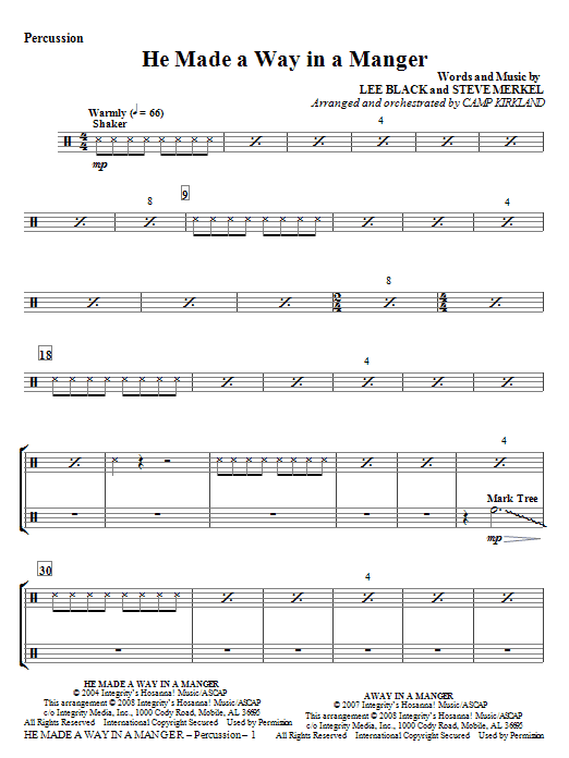 He Made A Way In A Manger - Percussion 1 & 2 Sleva