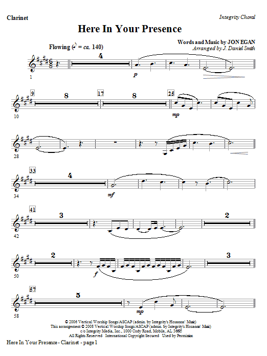 Here In Your Presence - Clarinet Top Prodej