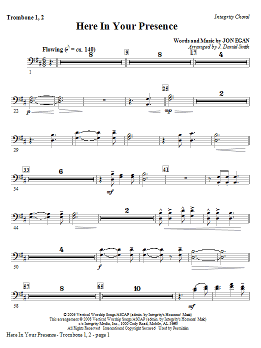 Rychlé Dodání Here In Your Presence - Trombone 1,2