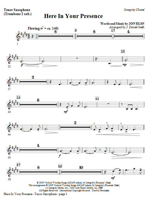 Sezónní Sleva Here In Your Presence - Tenor Sax (Trombone 2 sub)