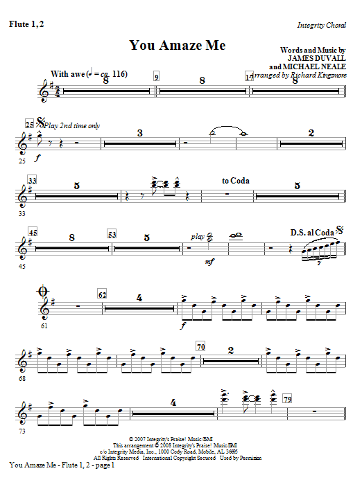 You Amaze Me - Flute 1,2 Oblíbený