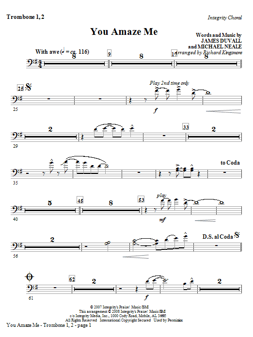 You Amaze Me - Trombone 1,2 Autentický