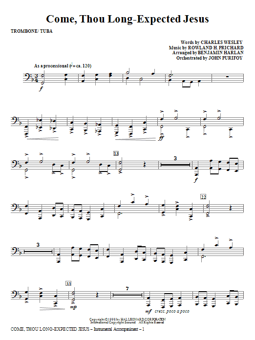 Come, Thou Long-Expected Jesus - Trombone/Tuba Horká Nabídka