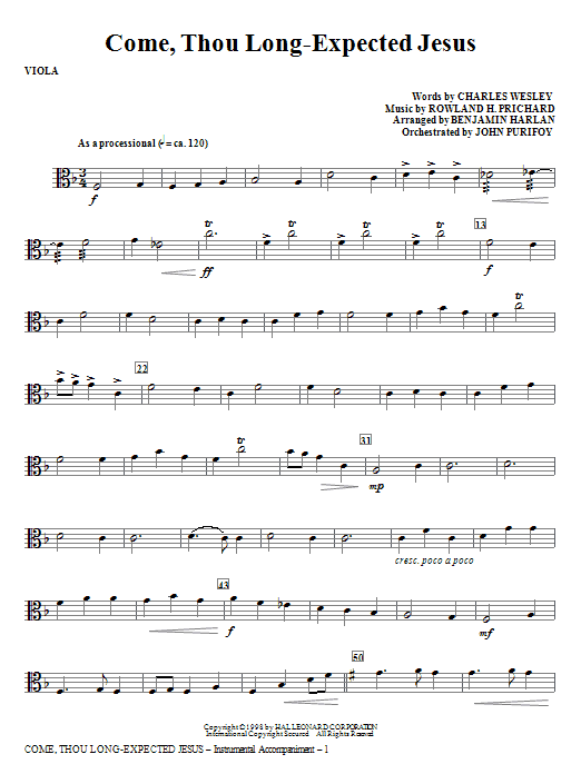 Horká Nabídka Come, Thou Long-Expected Jesus - Viola