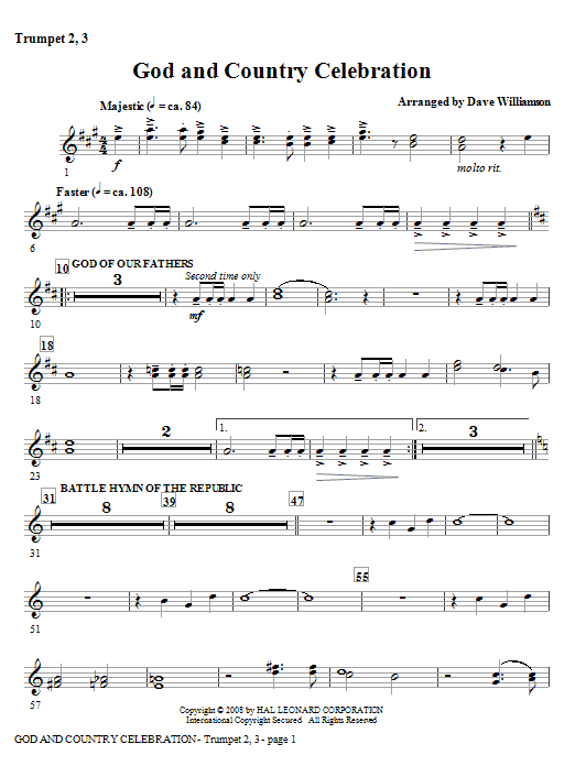 Cenový Hit God And Country Celebration (Medley) - Bb Trumpet 2,3