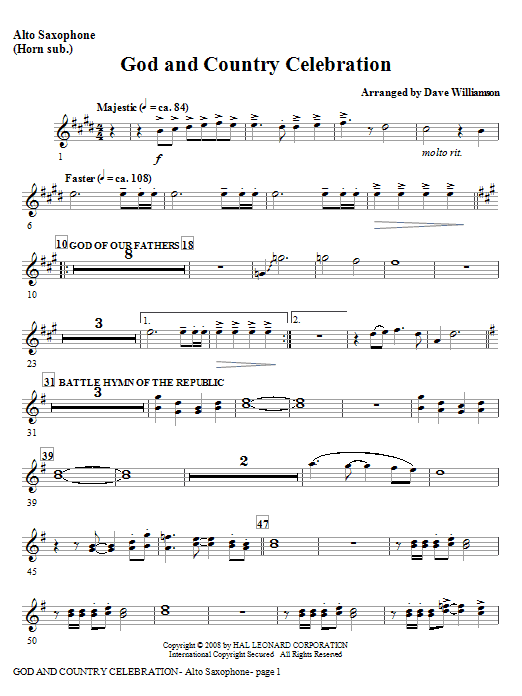 God And Country Celebration (Medley) - Tenor Sax (Trombone 2 sub) Koupit Online