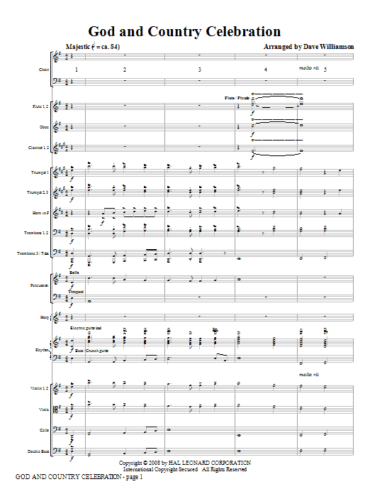 Omezená Nabídka God And Country Celebration (Medley) - Full Score
