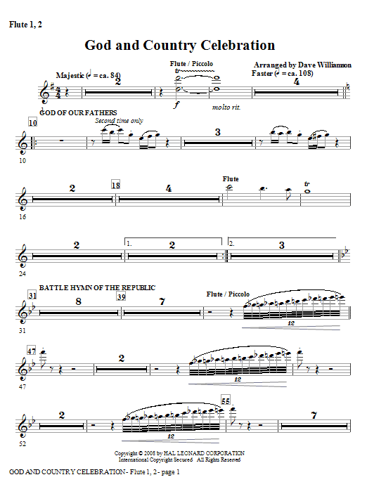 Odeslání Ihned God And Country Celebration (Medley) - Flute 1,2