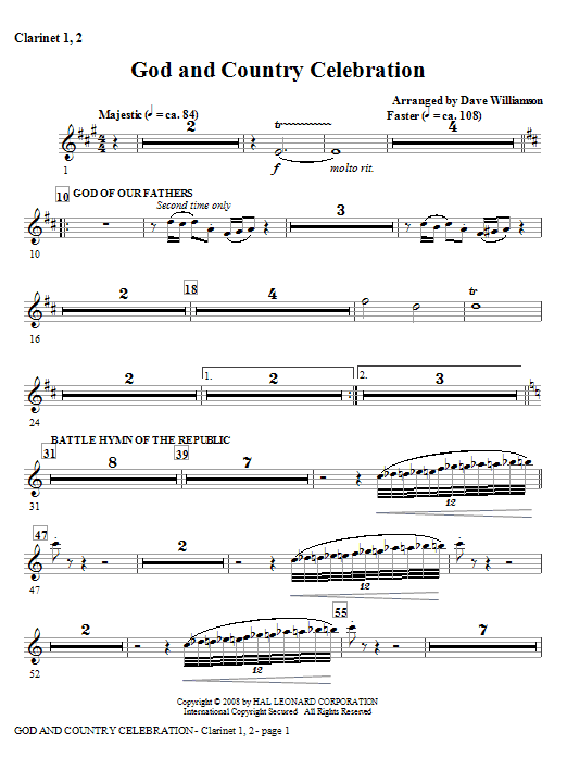 God And Country Celebration (Medley) - Bb Clarinet 1,2 Kup Teď