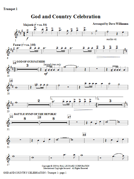 God And Country Celebration (Medley) - Trumpet 1 Časově Omezené