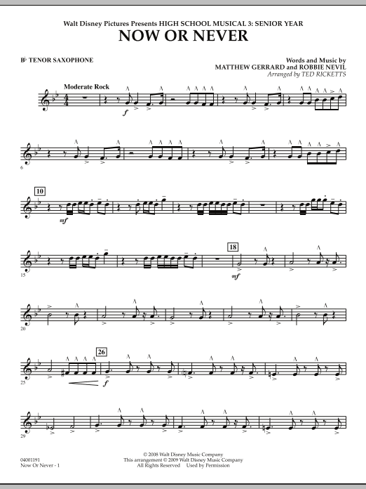 Novinka Now or Never (from High School Musical 3) - Bb Tenor Saxophone