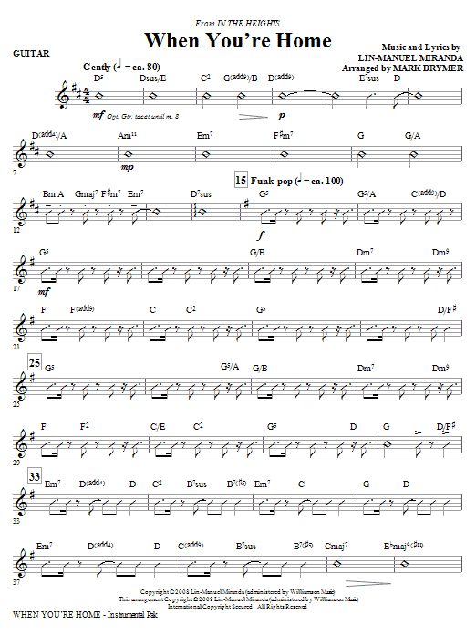 Autentický When You‘re Home (from In The Heights) - Guitar