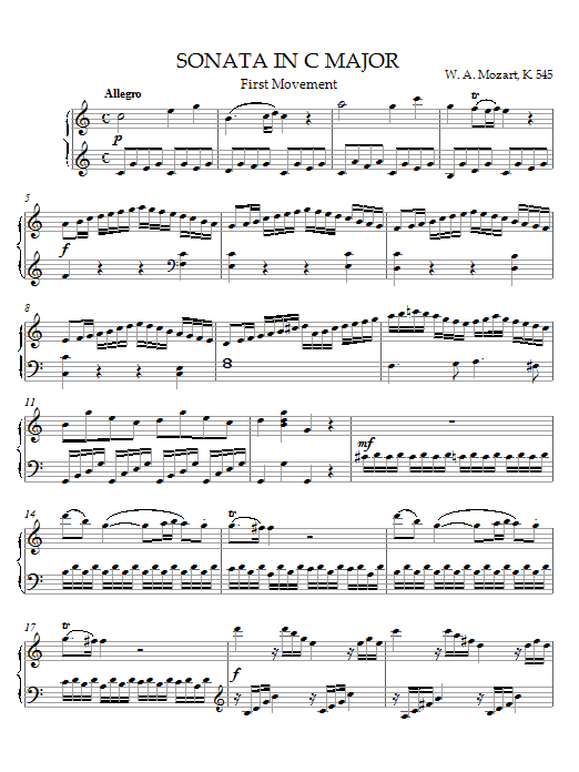 Jen Po Omezenou Doba Sonata in C Major, K. 545, First Movement