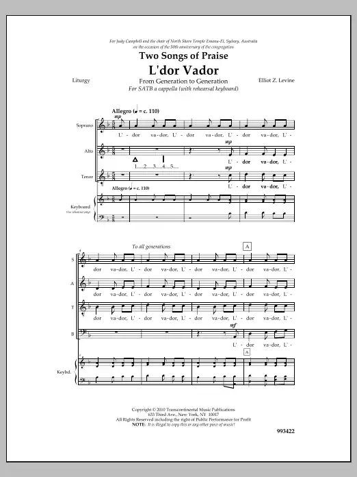 Two Songs Of Praise L‘dor Vador And Psalm 146 Výhodná Nabídka