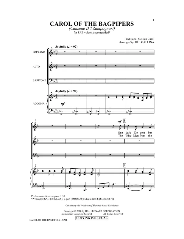 Novinka Carol Of The Bagpipers (Canzone D‘l Zampognari)