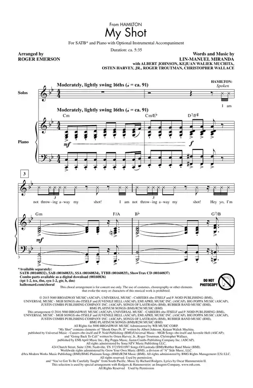 Omezená Nabídka My Shot (from Hamilton) (arr. Roger Emerson)