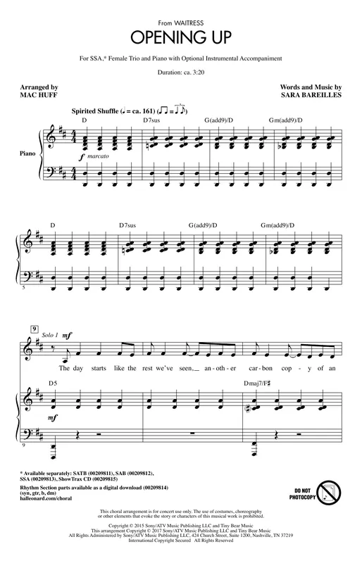 Hit Sezóny Opening Up (from Waitress The Musical) (arr. Mac Huff)